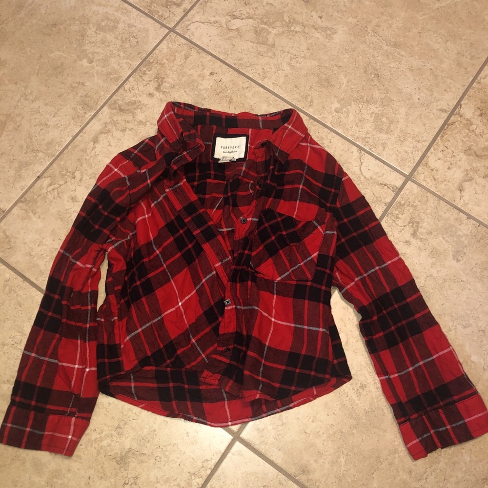 cropped forever 21 button down.
